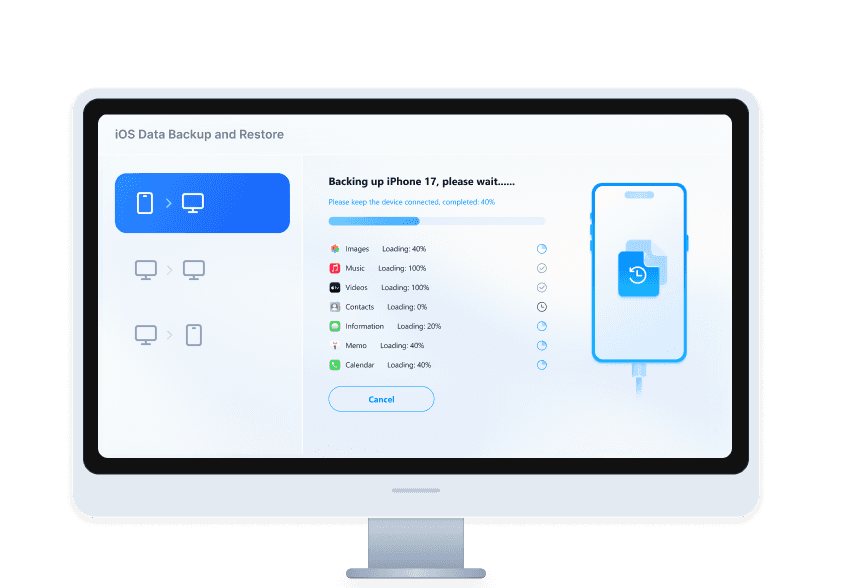 IOS Restore And Backup Screen