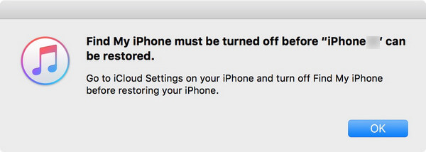 iTunes关闭查找我的iPhone