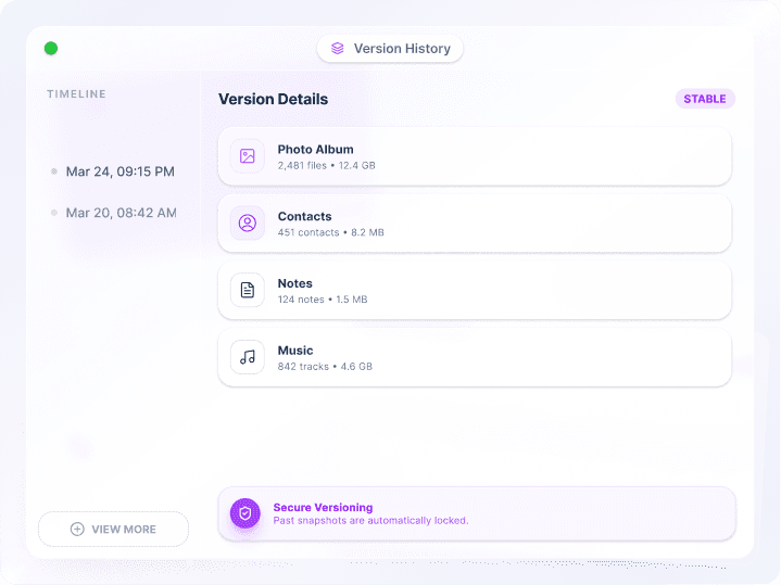 Version History Screen