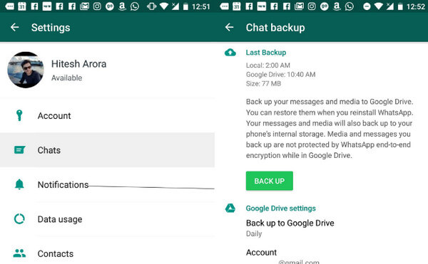 Il backup di WhatsApp non funziona