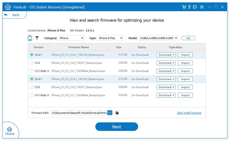 Firmware megtekintése és keresése