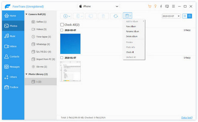Screenshot of Aiseesoft FoneTrans