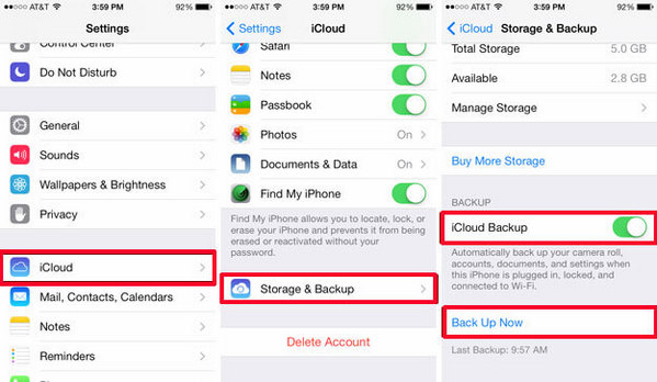 Backup Contacts in iCloud