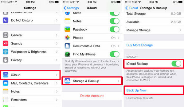 Backup di musica su iPhone su iCloud