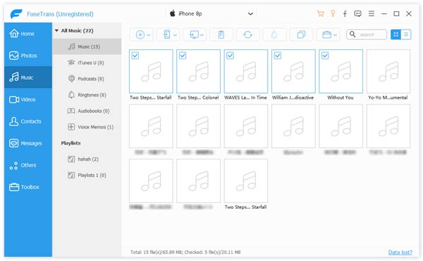 Aiseesoft FoneTrans - como transferir musica de iphone para outro