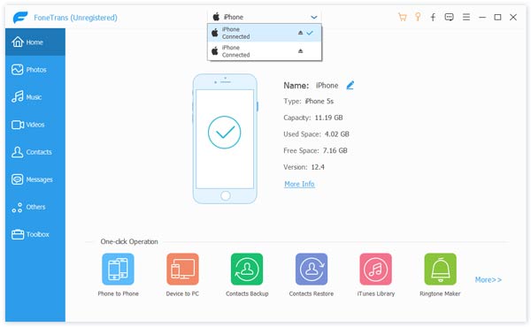 Koble to iPhones til å overføre kontakter fra iPhone til iPhone