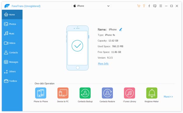 Indítsa el a FoneTrans programot a Dalok törléséhez az iPhone készülékről