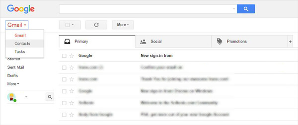 Kontakty v Gmailu