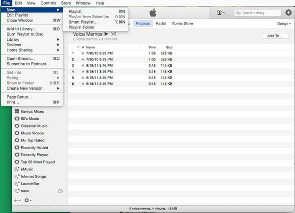 Vytvořte nový seznam skladeb pomocí iTunes