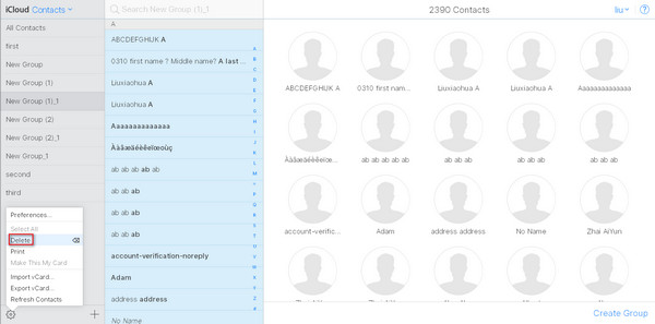 Delete all contacts with iCloud