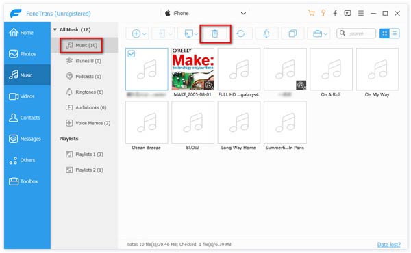 Πώς να διαγράψετε τραγούδια από το iPhone με το FoneTrans