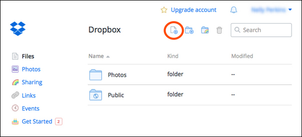 Μεταφόρτωση φωτογραφίας Dropbox