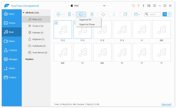 Eksporter musik til iTunes-bibliotek