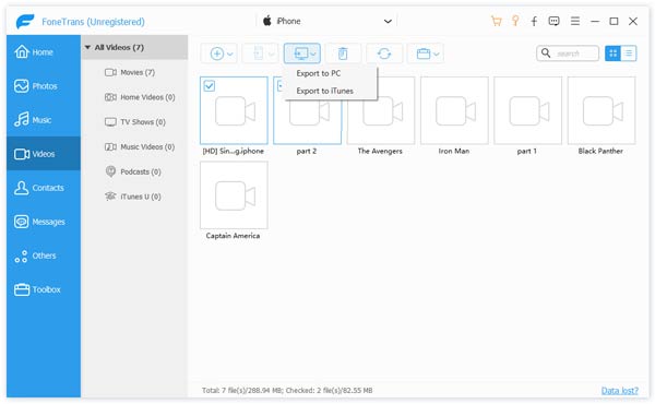 Export Videos from iPhone to Computer