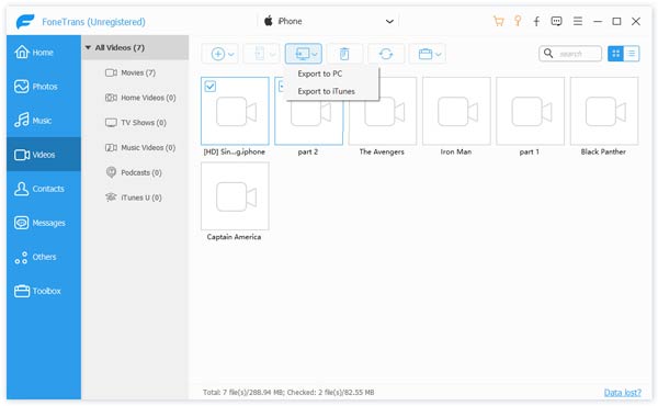 Exportera videor från iPhone till dator