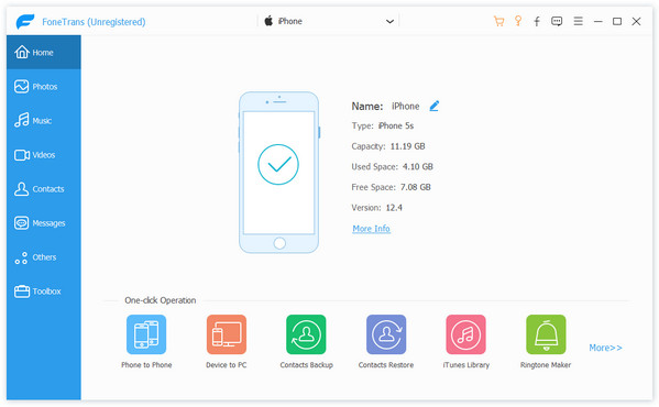 FoneTrans iPhone Interface Info