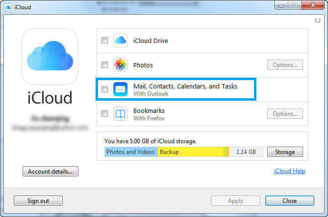 Transfer Outlook Contacts through iCloud