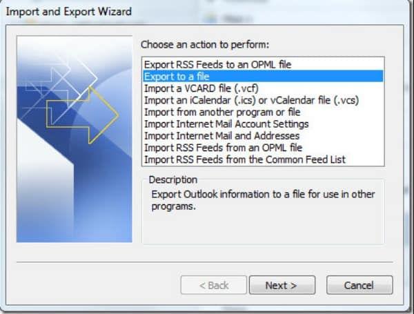 Импорт контактов в Outlook