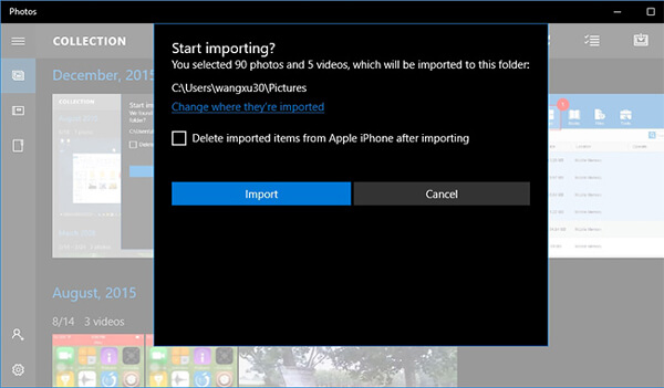 Importujte fotografie z iPhone do PC pro Windows 10