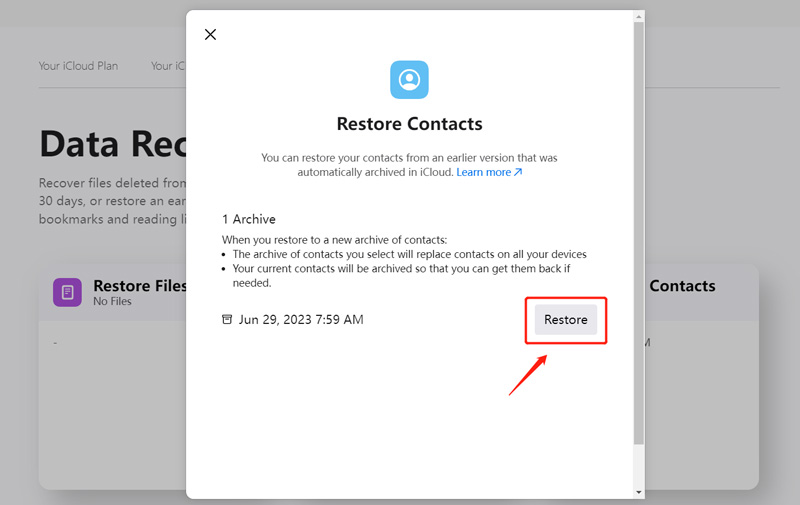 Névjegyek visszaszerzése iPhone-on az iCloud Data Recovery segítségével