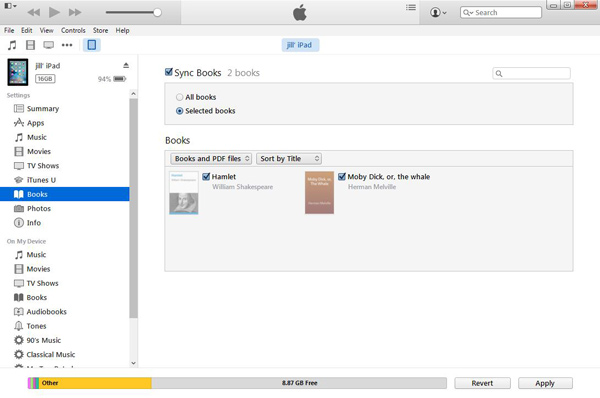 Load ePub eBooks to iPad with iTunes
