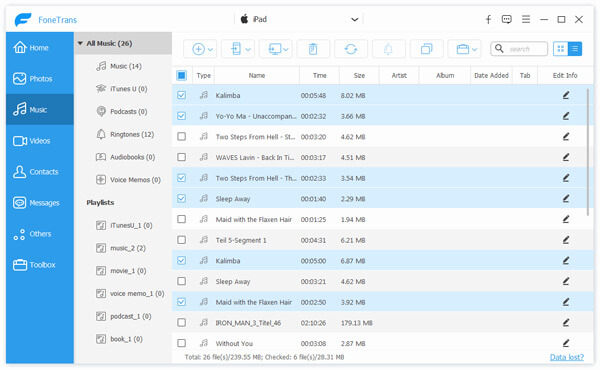 Select songs on iPad