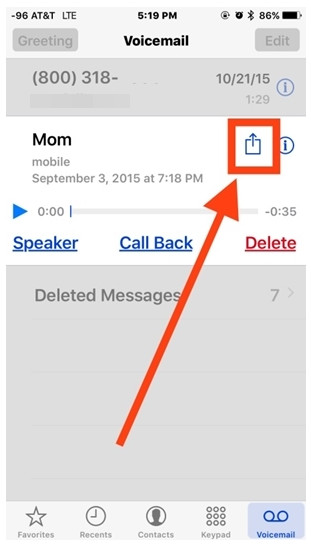 Seleziona messaggi vocali per iPhone
