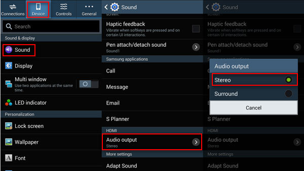 Imposta l'audio su Android