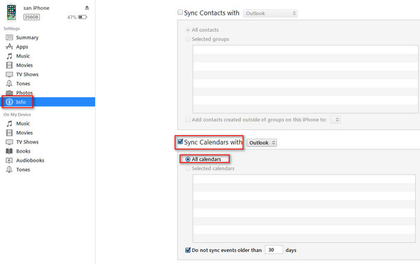 Sync Calendar in iTunes