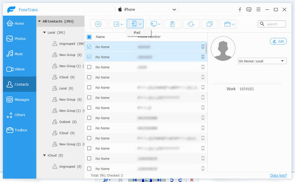 Transfer iPhone Contacts to iPad