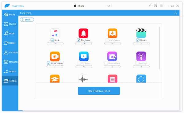 Синхронизируйте iPhone с iTunes через FoneTrans