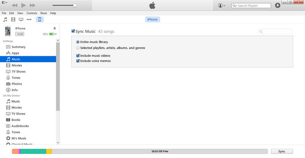 Aseta musiikki iPhonelle iTunesin avulla iPadiin