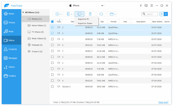 Export to iTunes