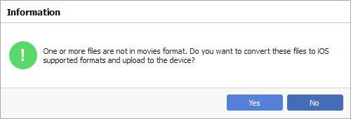 Convert files to iOS supported formats and upload to the device
