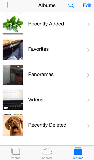 Photo album in iOS 8