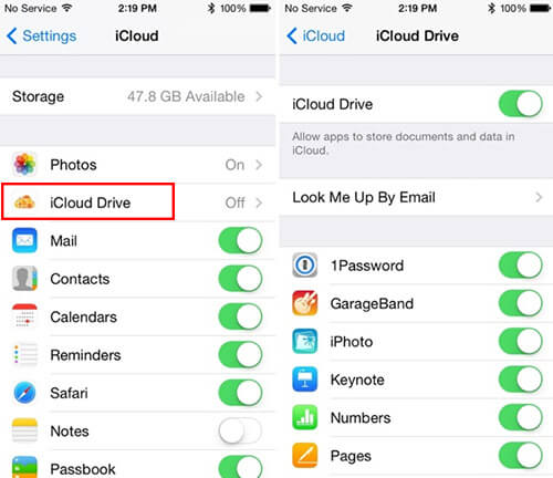 iCloud Drive iOS 8-ban