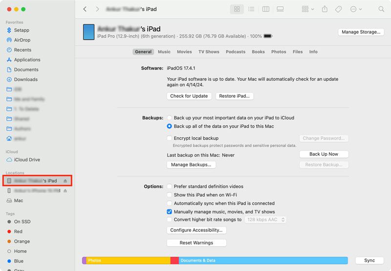 Transfer Ipad Files Through Finder Sync On Mac