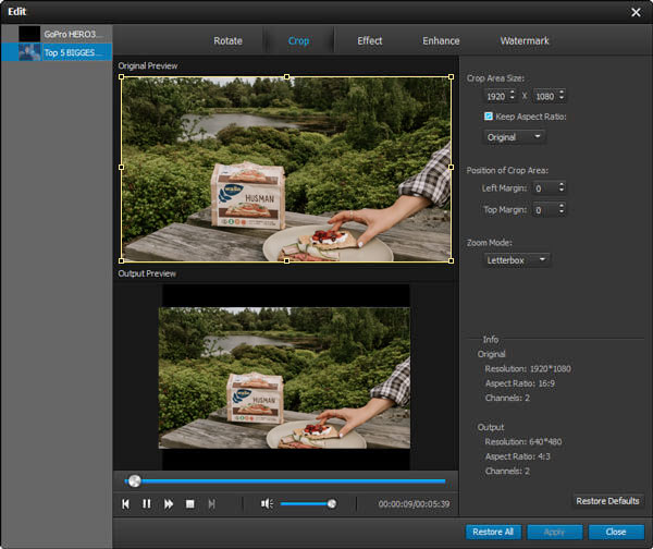 Customize the video effect