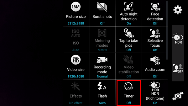 Ota Android-kameran ajastin käyttöön