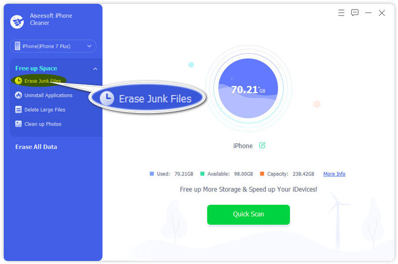 İPhone Önemsiz Dosyalarını Tara'yı seçin