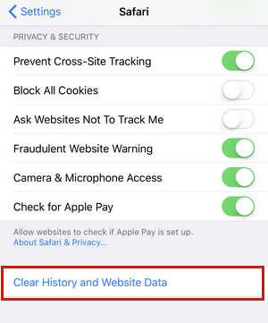 Πώς να ελευθερώσετε χώρο αποθήκευσης στο iPhone - διαγράψτε το cookie Safari και την προσωρινή μνήμη στο iPhone