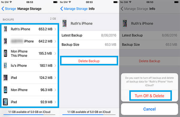 Elimina iCloud Backup su iPhone