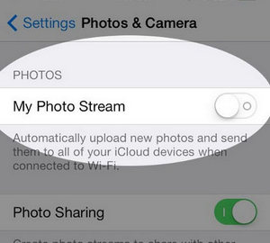 Sådan frigøres lagring på iPhone - deaktiver Photo Stream