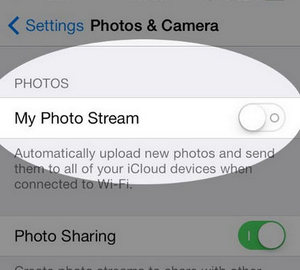 Hur man frigör lagring på iPhone - inaktivera Photo Stream