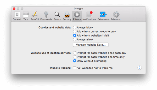 Správa souborů cookie v systému Mac