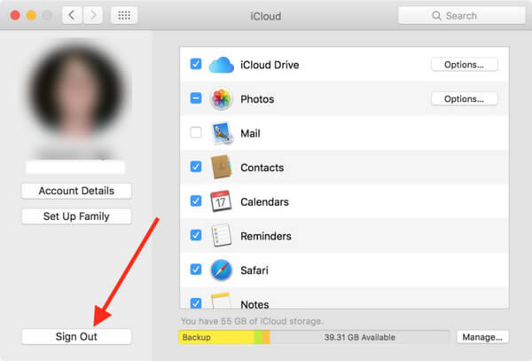 Utloggning av iCloud