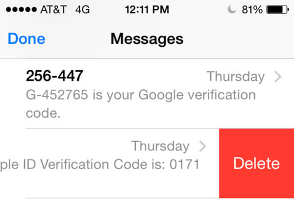 Slide to Delete Messages from iPhone