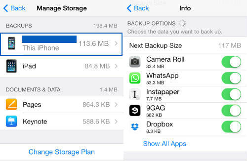 Odstraňte iCloud Backup na iPhone