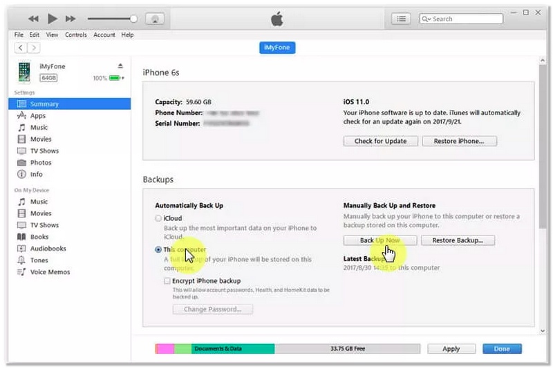 Backup On iTunes Older IOS