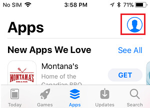 Εικονίδιο λογαριασμού στο App Store